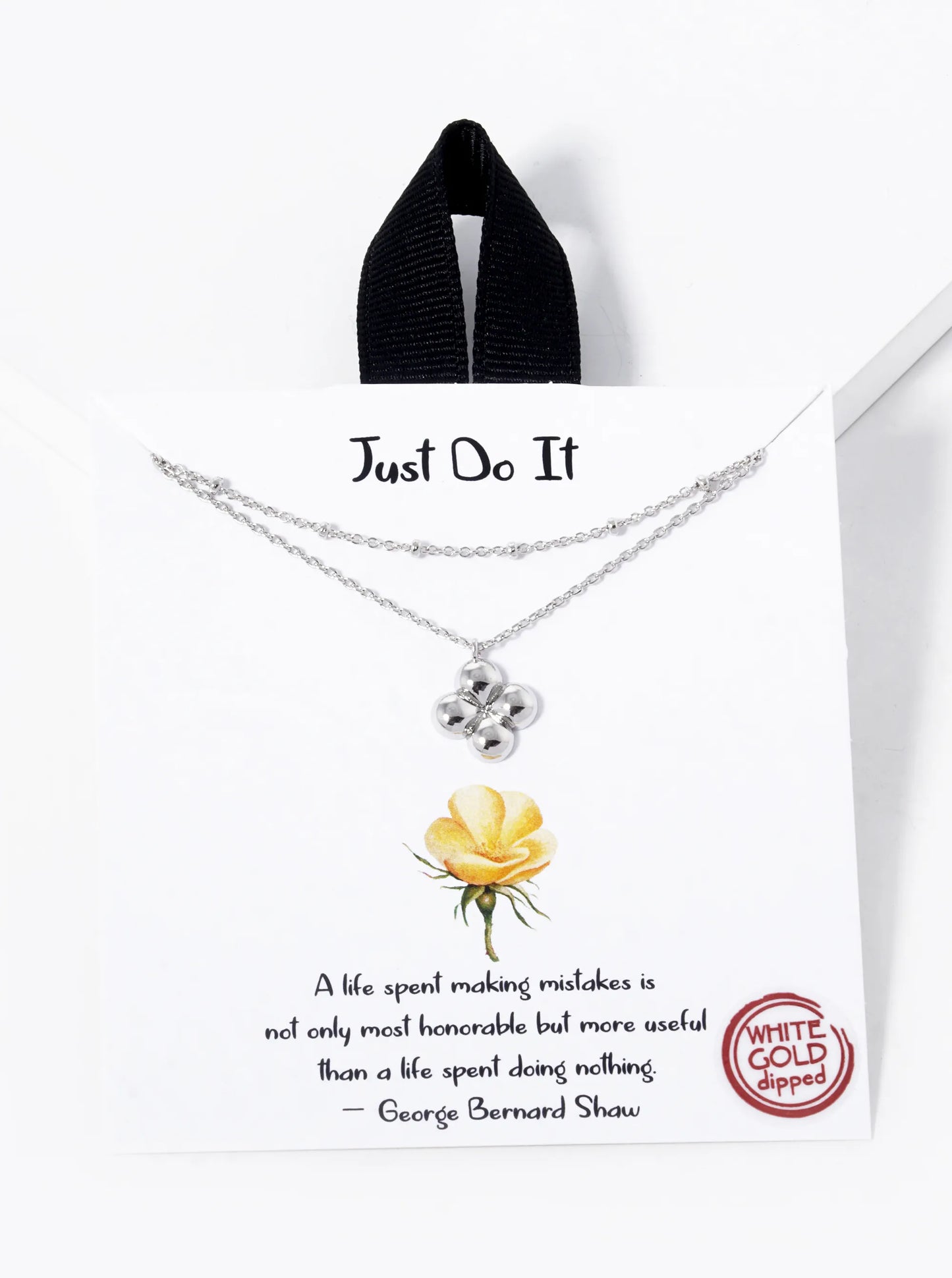 18K Gold Dipped Four-Leaf Clover Quatrefoil Pendant Layered Necklace