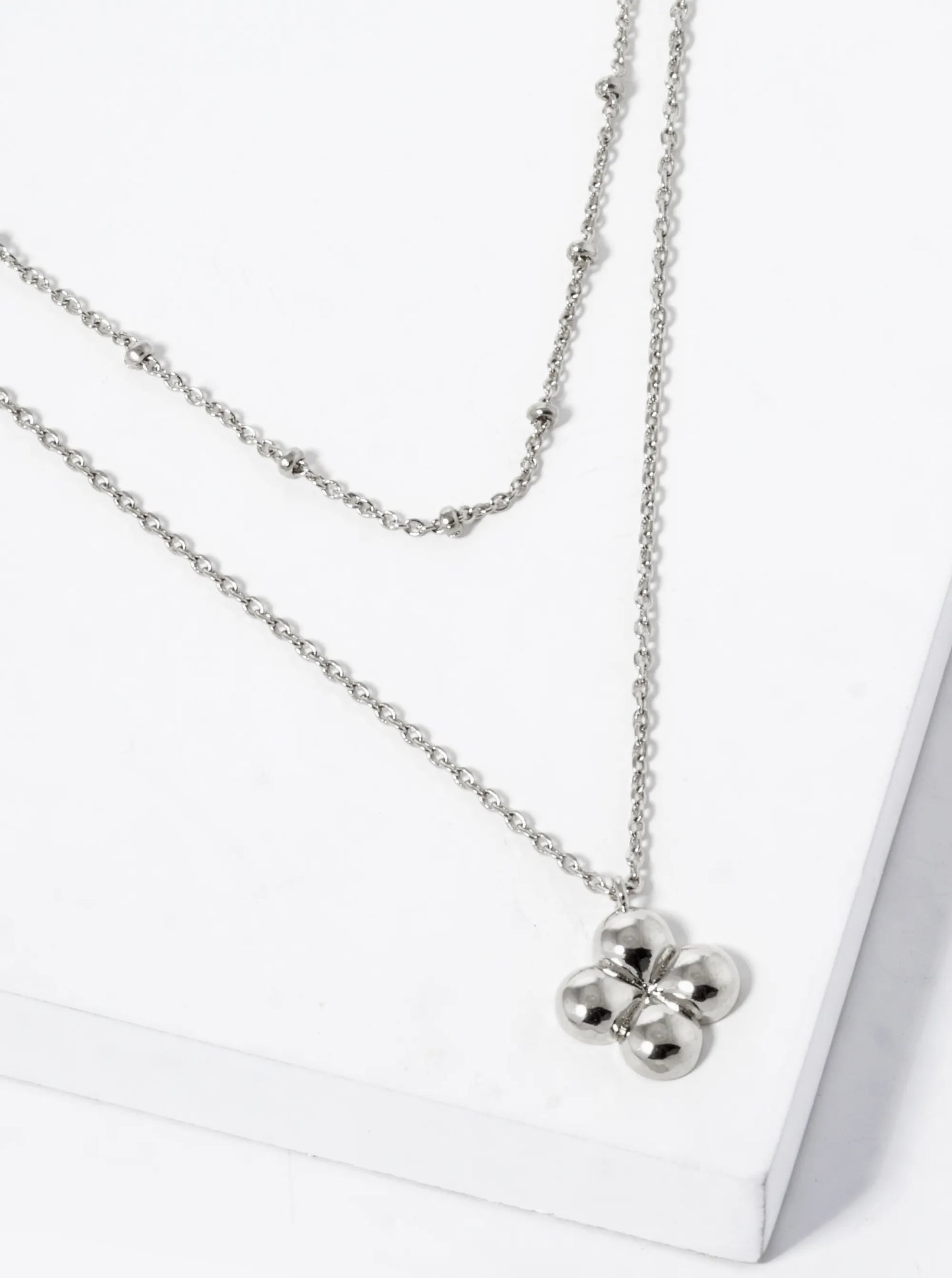 18K Gold Dipped Four-Leaf Clover Quatrefoil Pendant Layered Necklace
