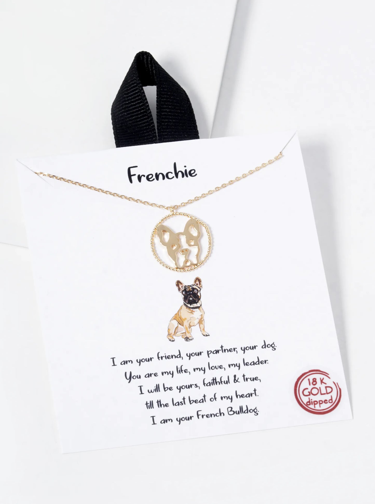 18K Gold Dipped French Bulldog Pendant Necklace