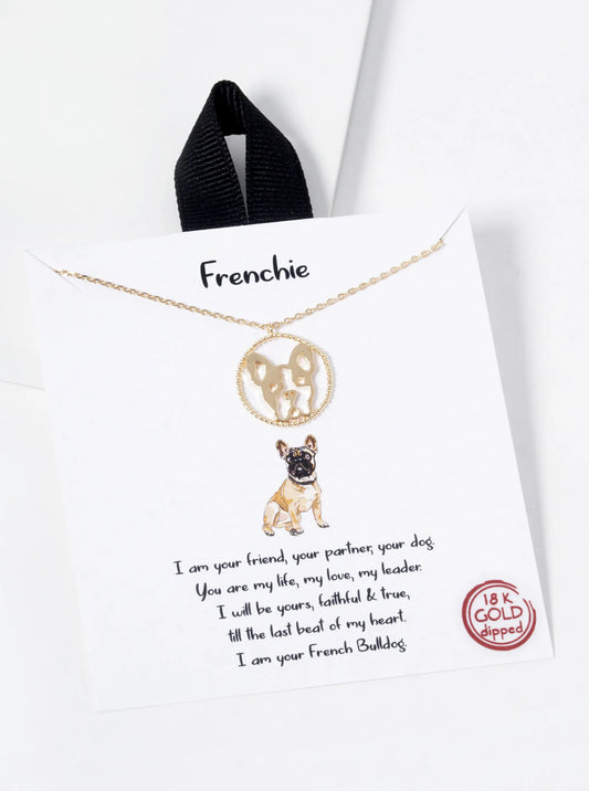 18K Gold Dipped French Bulldog Pendant Necklace