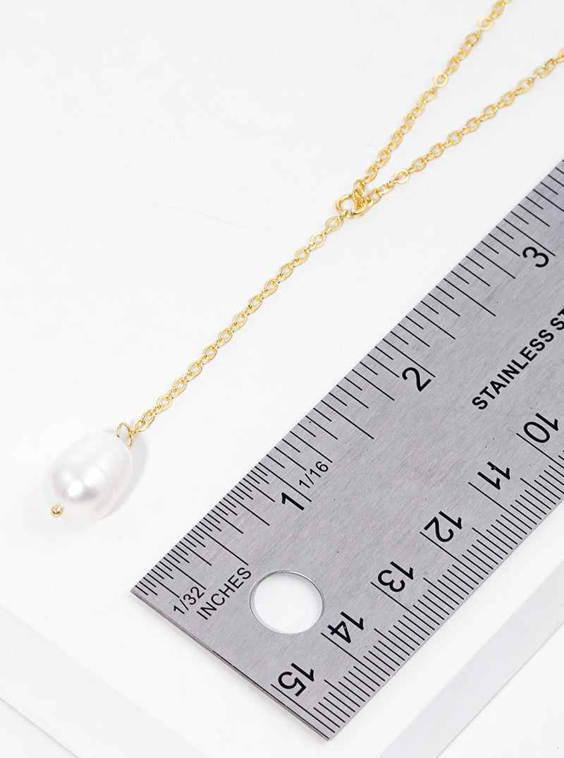 18K-Gold-Dipped Freshwater-Pearl Chain Drop Lariat Necklace