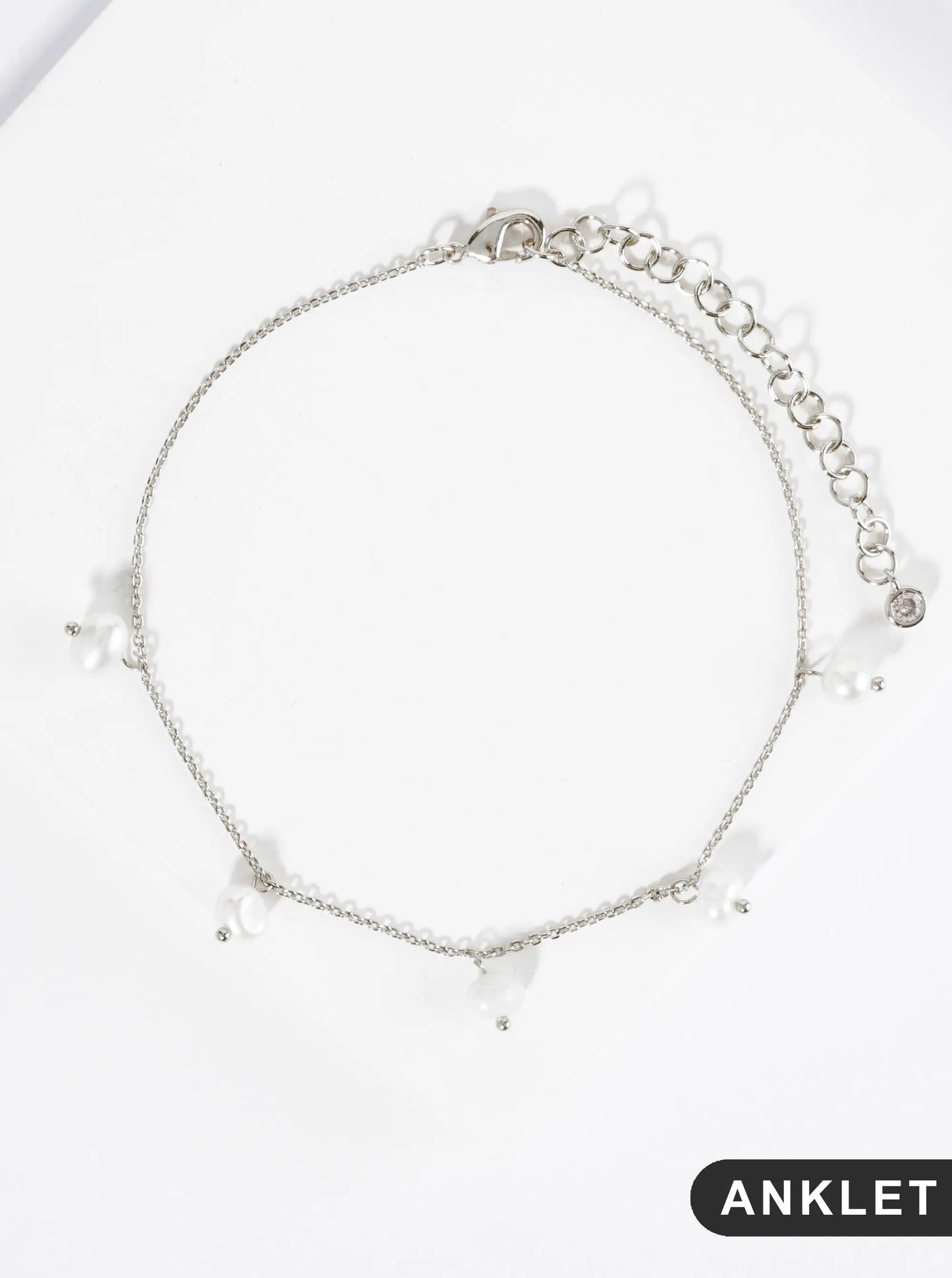 18K Gold Dipped Freshwater Pearl Charms Brass Chain Anklet