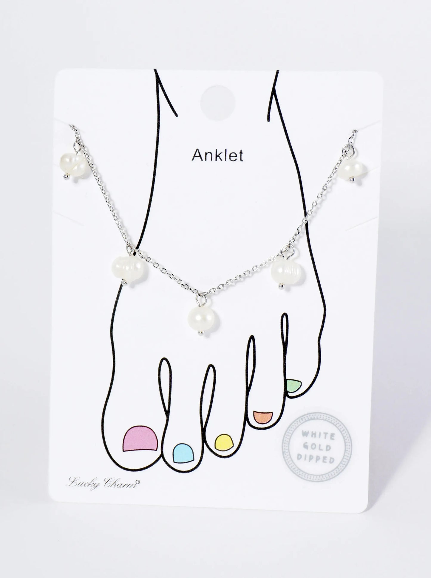 18K Gold Dipped Freshwater Pearl Charms Brass Chain Anklet