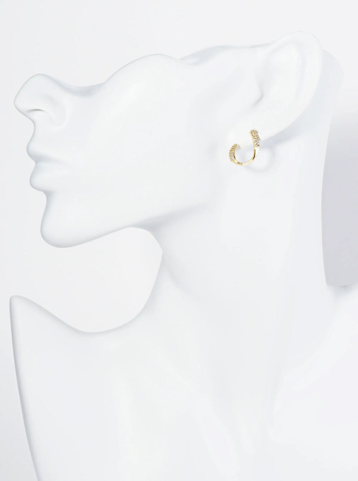 18K Gold Dipped Front Facing 16mm Cubic Zirconia Small Hoop Earrings