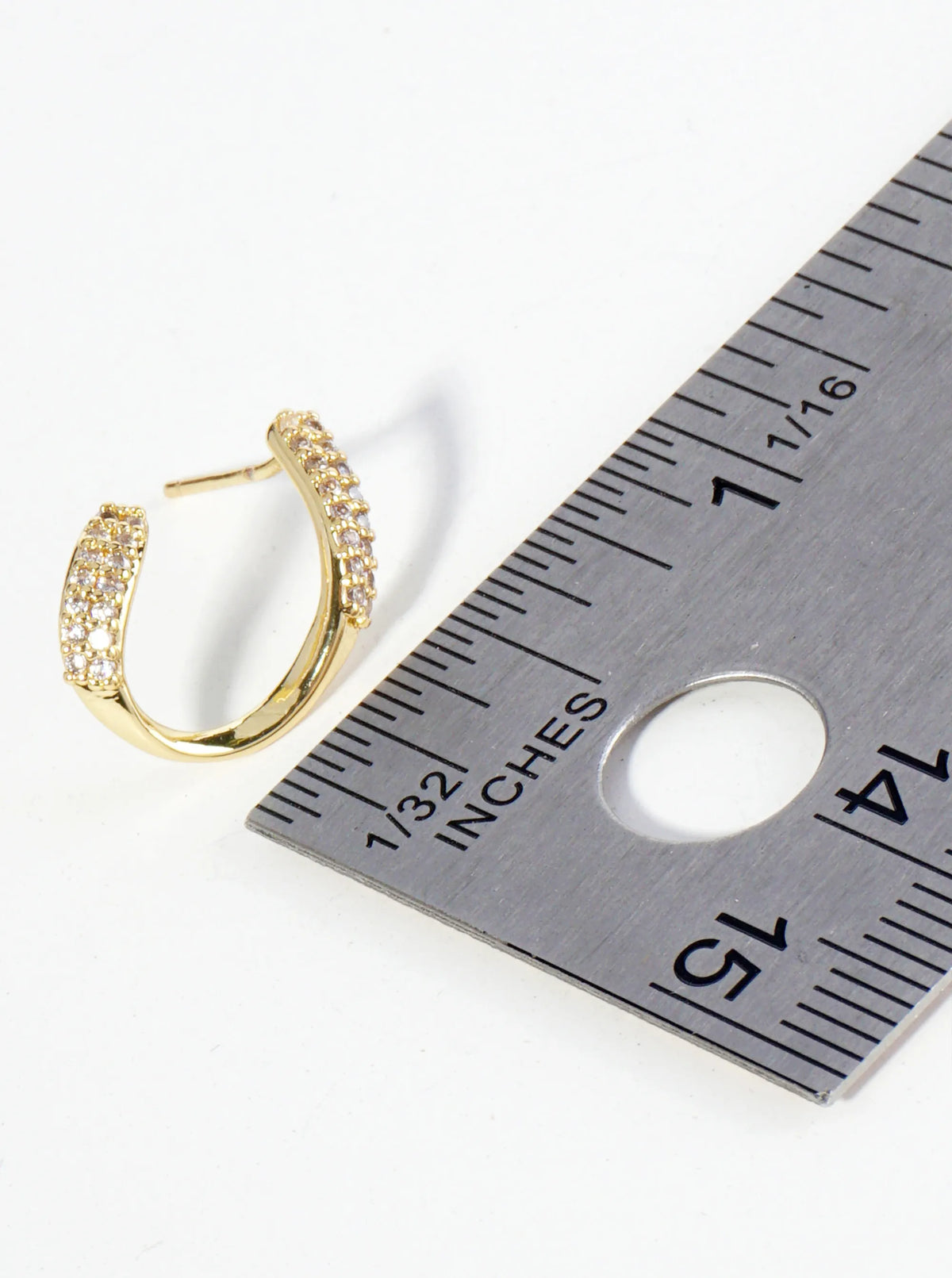 18K Gold Dipped Front Facing 16mm Cubic Zirconia Small Hoop Earrings