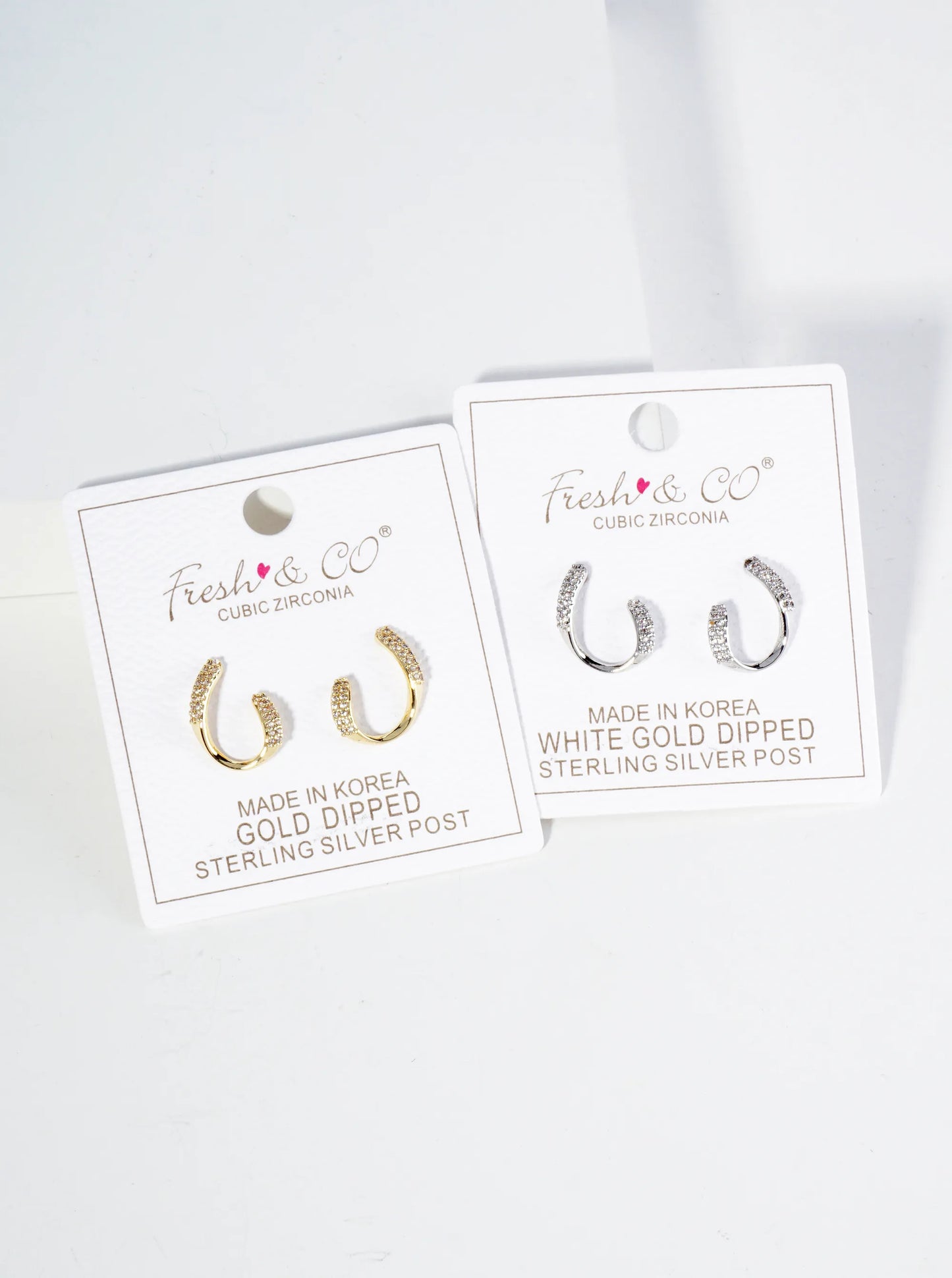 18K Gold Dipped Front Facing 16mm Cubic Zirconia Small Hoop Earrings
