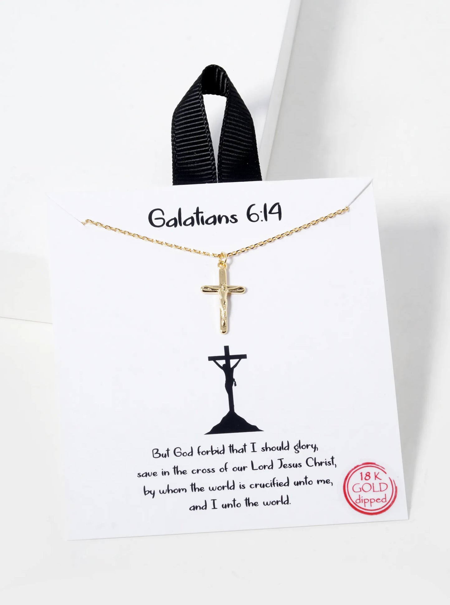 18K Gold Dipped Galatians 6 14 Cross Pendant Necklace