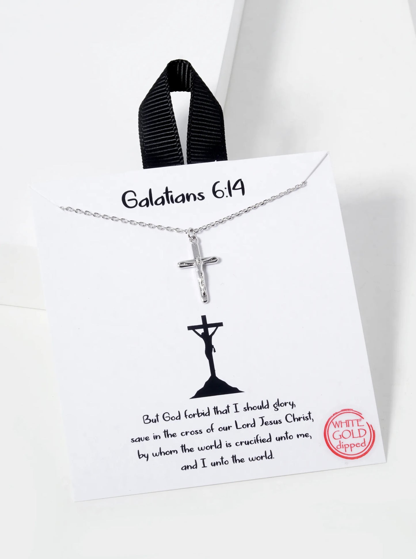 18K Gold Dipped Galatians 6 14 Cross Pendant Necklace