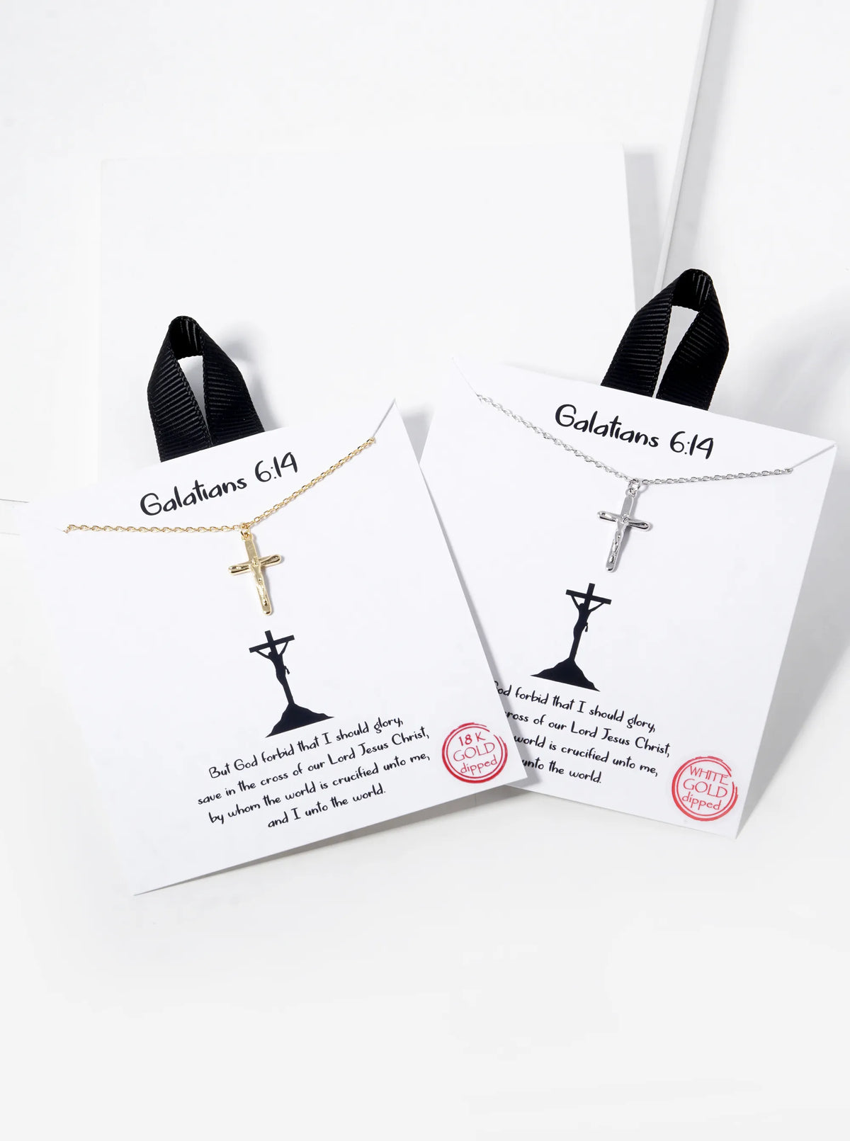 18K Gold Dipped Galatians 6 14 Cross Pendant Necklace
