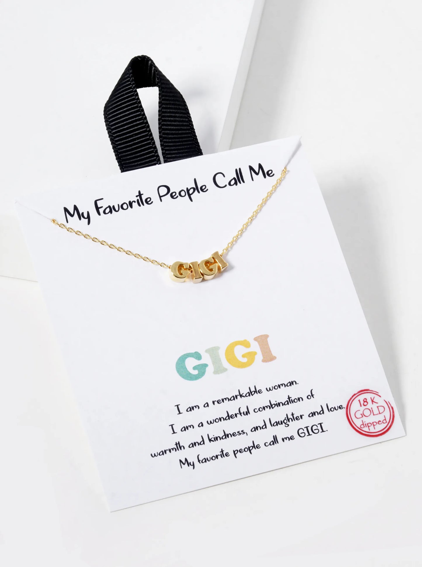 18K Gold Dipped Gigi Halo Word Pendant Necklace