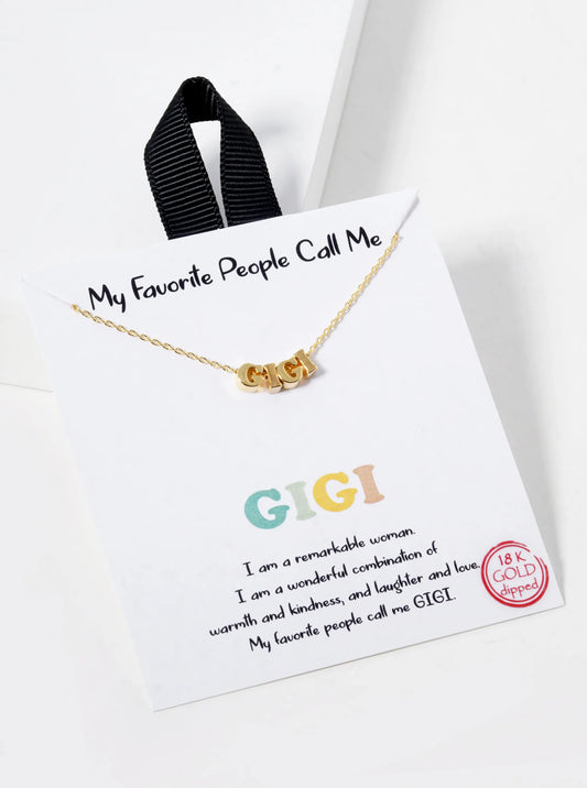 18K Gold Dipped Gigi Halo Word Pendant Necklace