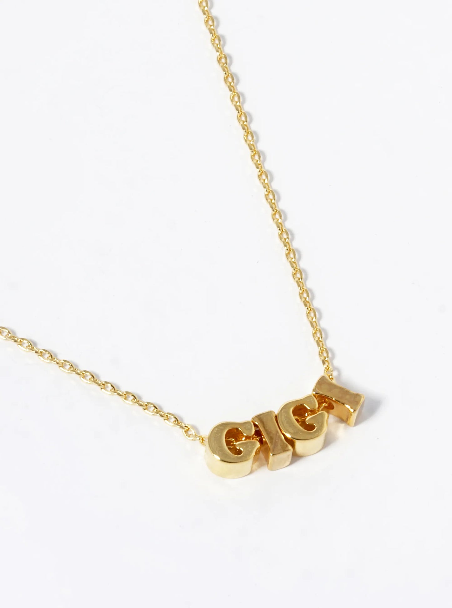 18K Gold Dipped Gigi Halo Word Pendant Necklace