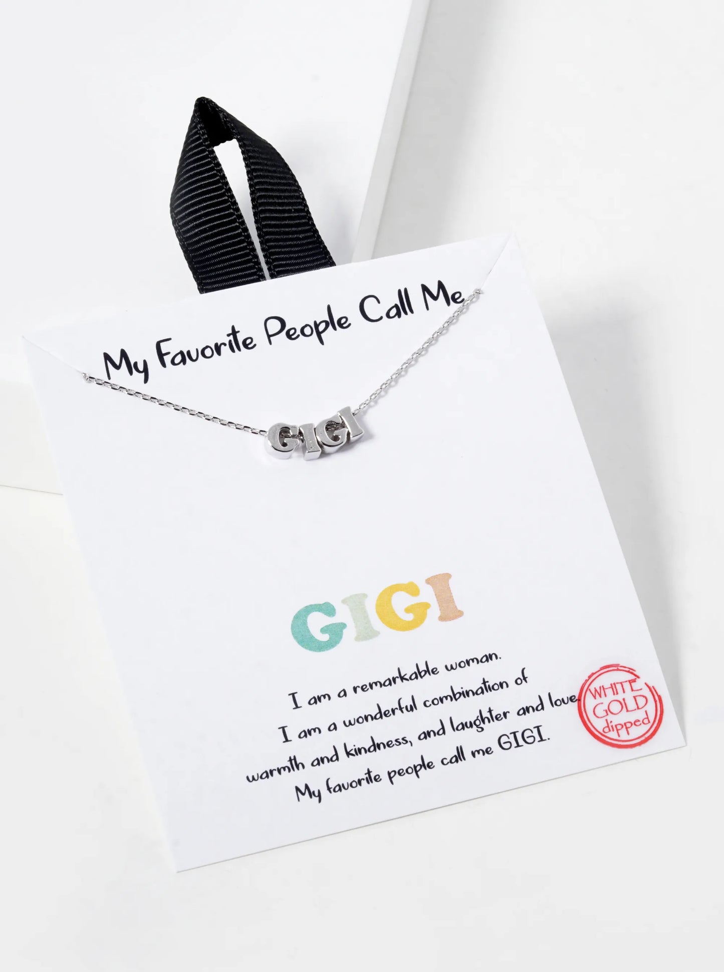 18K Gold Dipped Gigi Halo Word Pendant Necklace