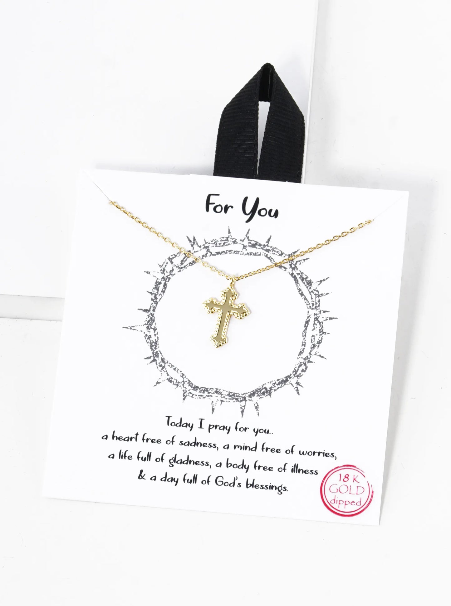 18K Gold Dipped Gothic Cross Pendant Necklace