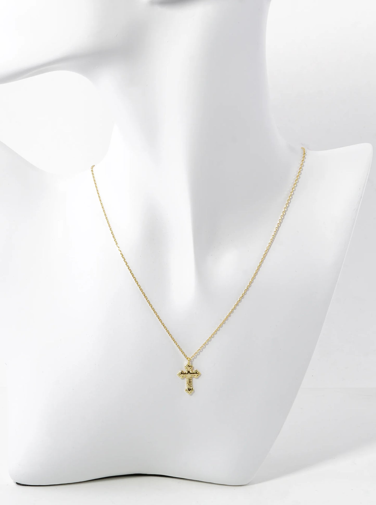18K Gold Dipped Gothic Cross Pendant Necklace