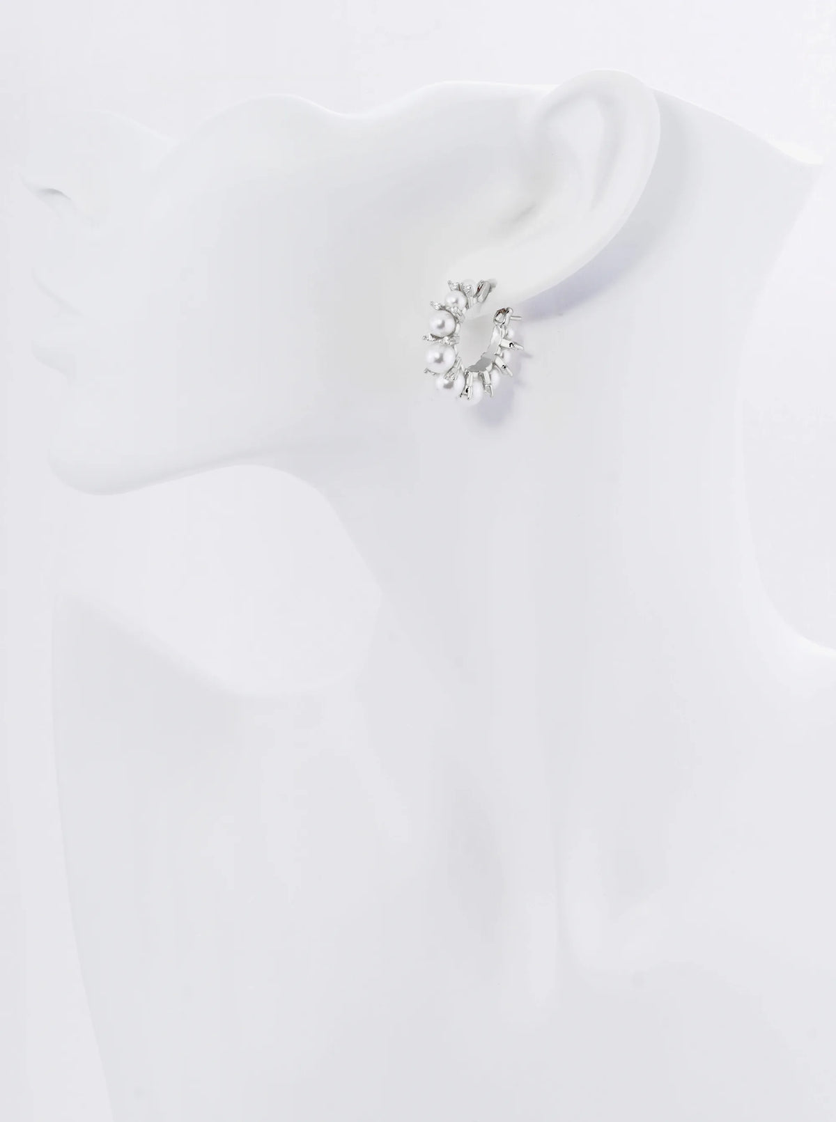 18K Gold Dipped Graduated Pearl And Cubic Zirconia 20mm Hoop Earrings