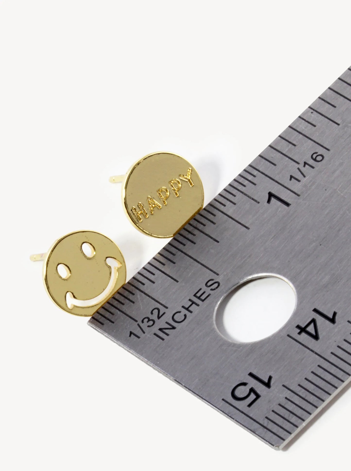 18K Gold Dipped Happy Smiley Face Button Stud Earrings