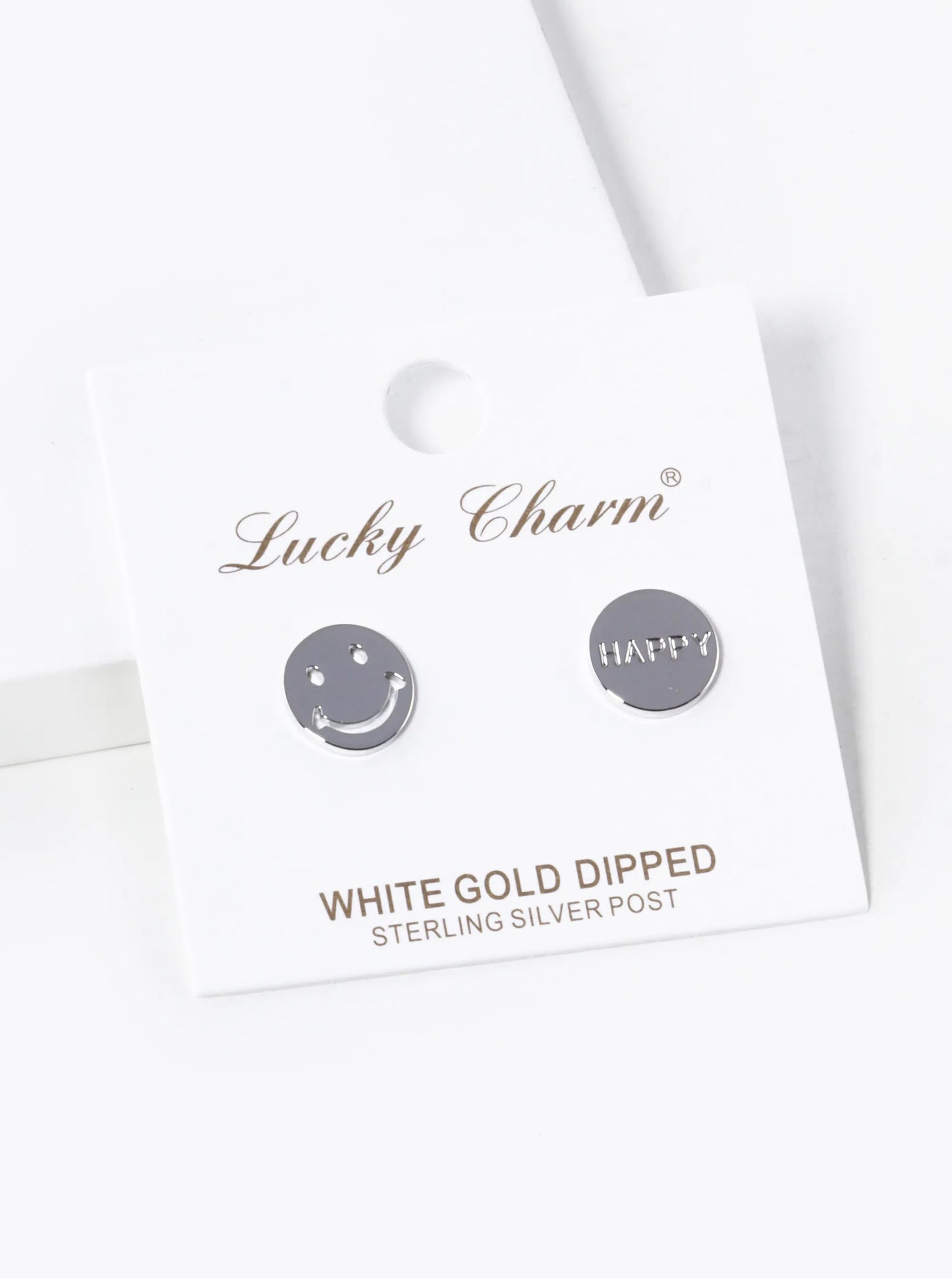 18K Gold Dipped Happy Smiley Face Button Stud Earrings