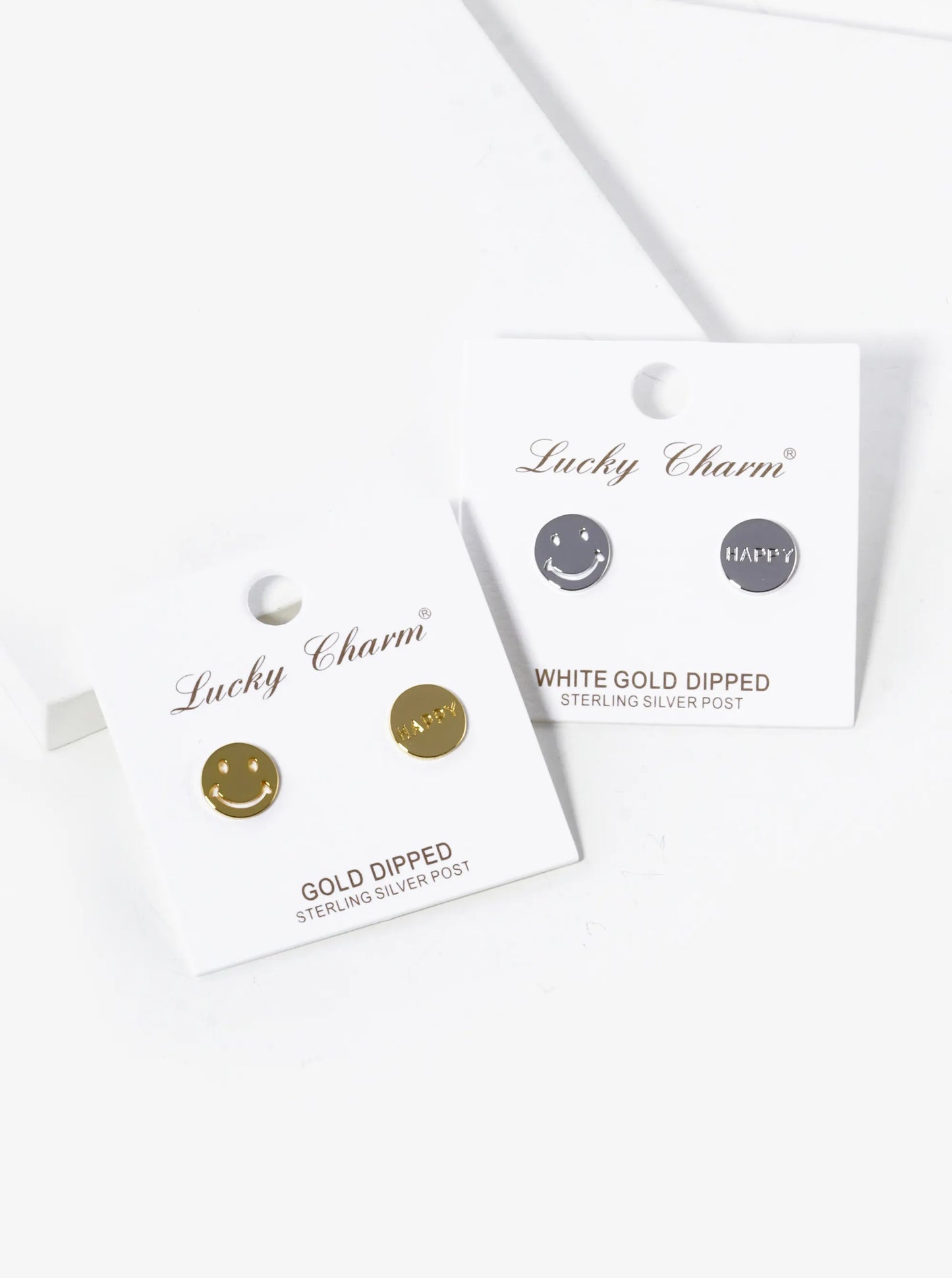 18K Gold Dipped Happy Smiley Face Button Stud Earrings