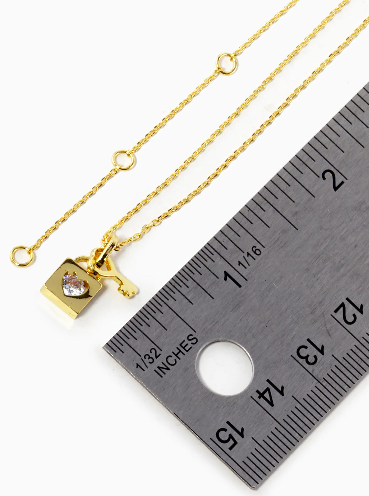 18K Gold Dipped Heart Padlock With CZ Stone Pendant Necklace