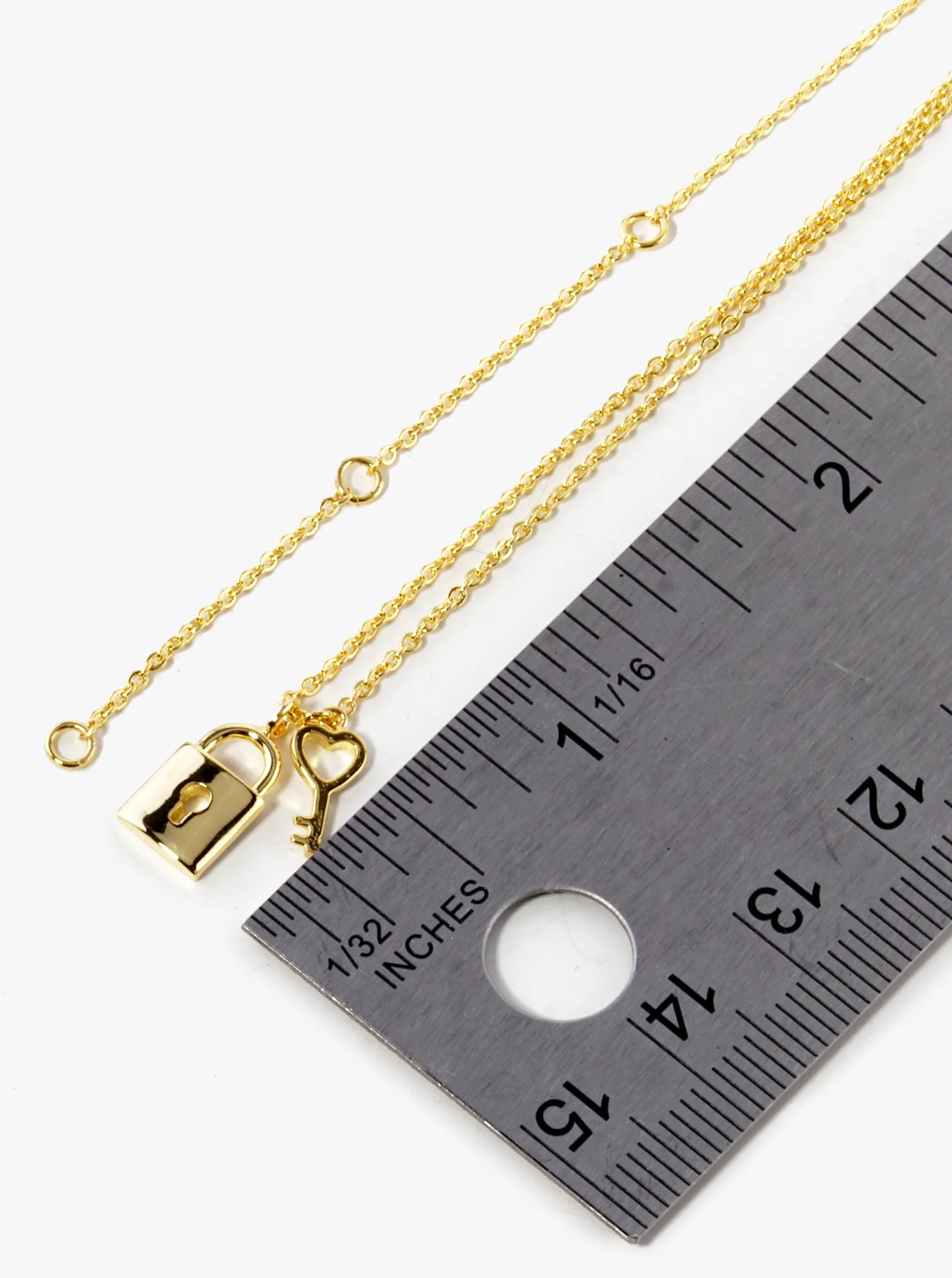 18K Gold Dipped Heart Shaped Key And Padlock Pendant Necklace