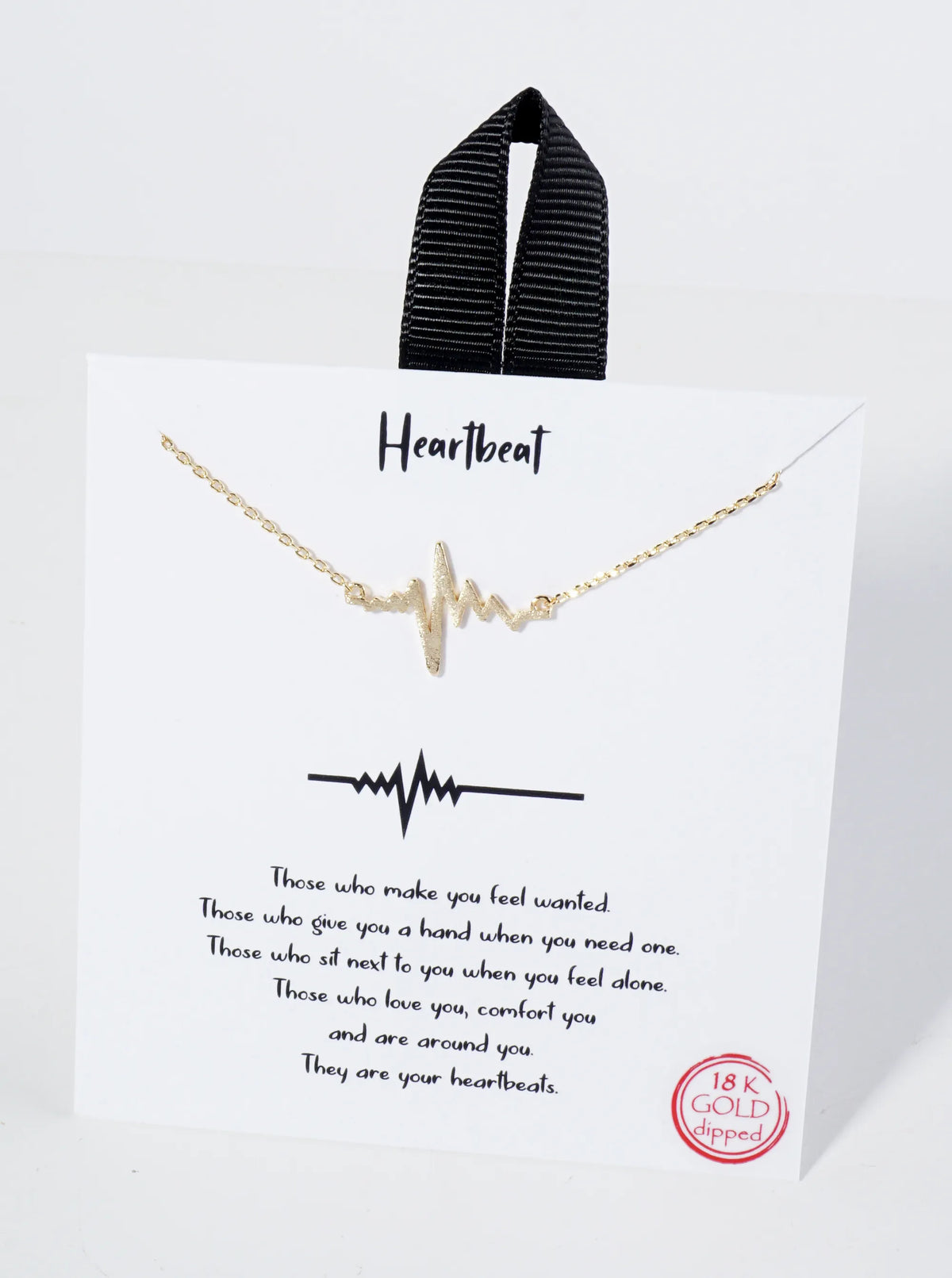 18K Gold Dipped Heartbeat Brass Pendant Necklace