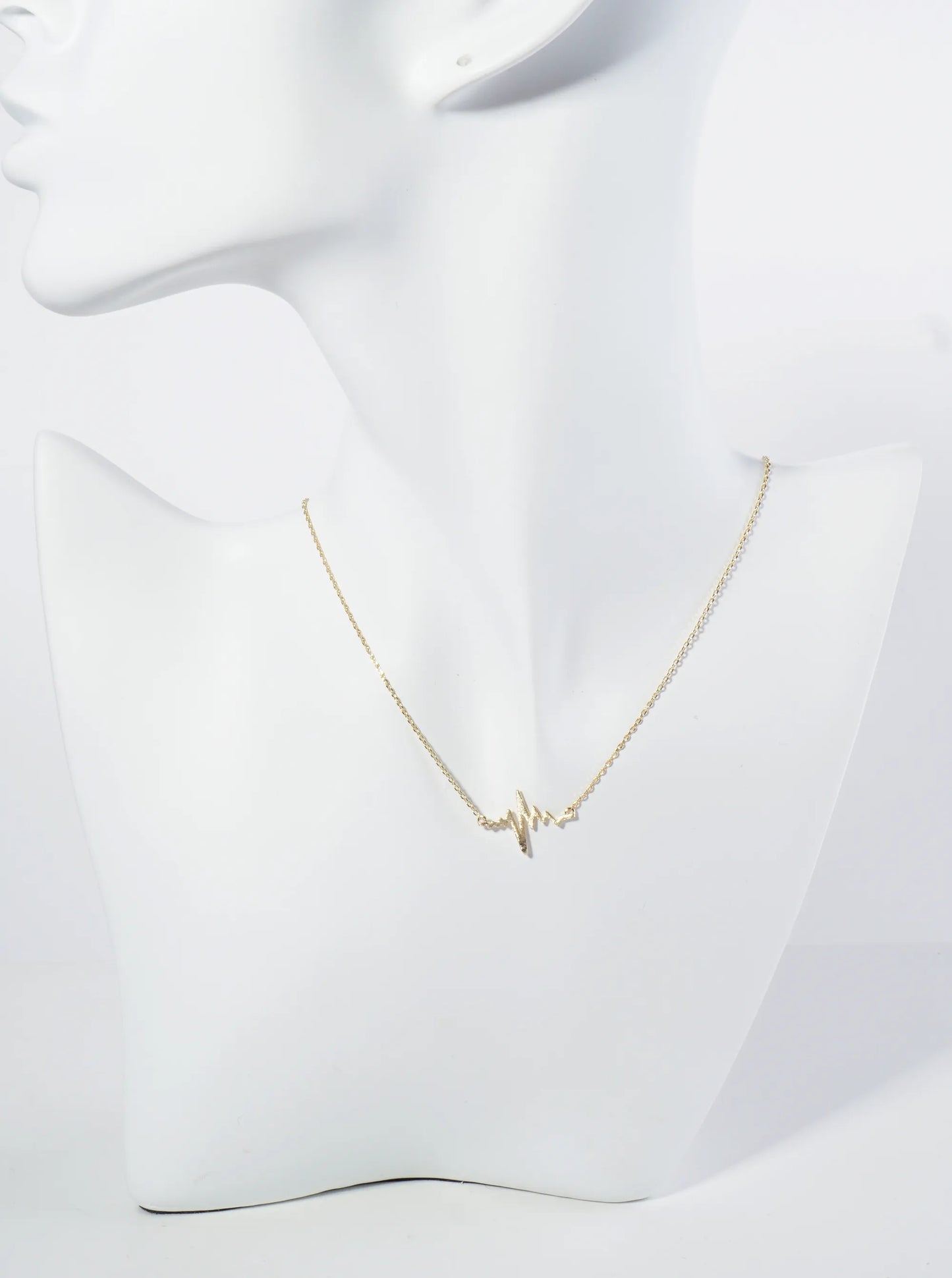 18K Gold Dipped Heartbeat Brass Pendant Necklace