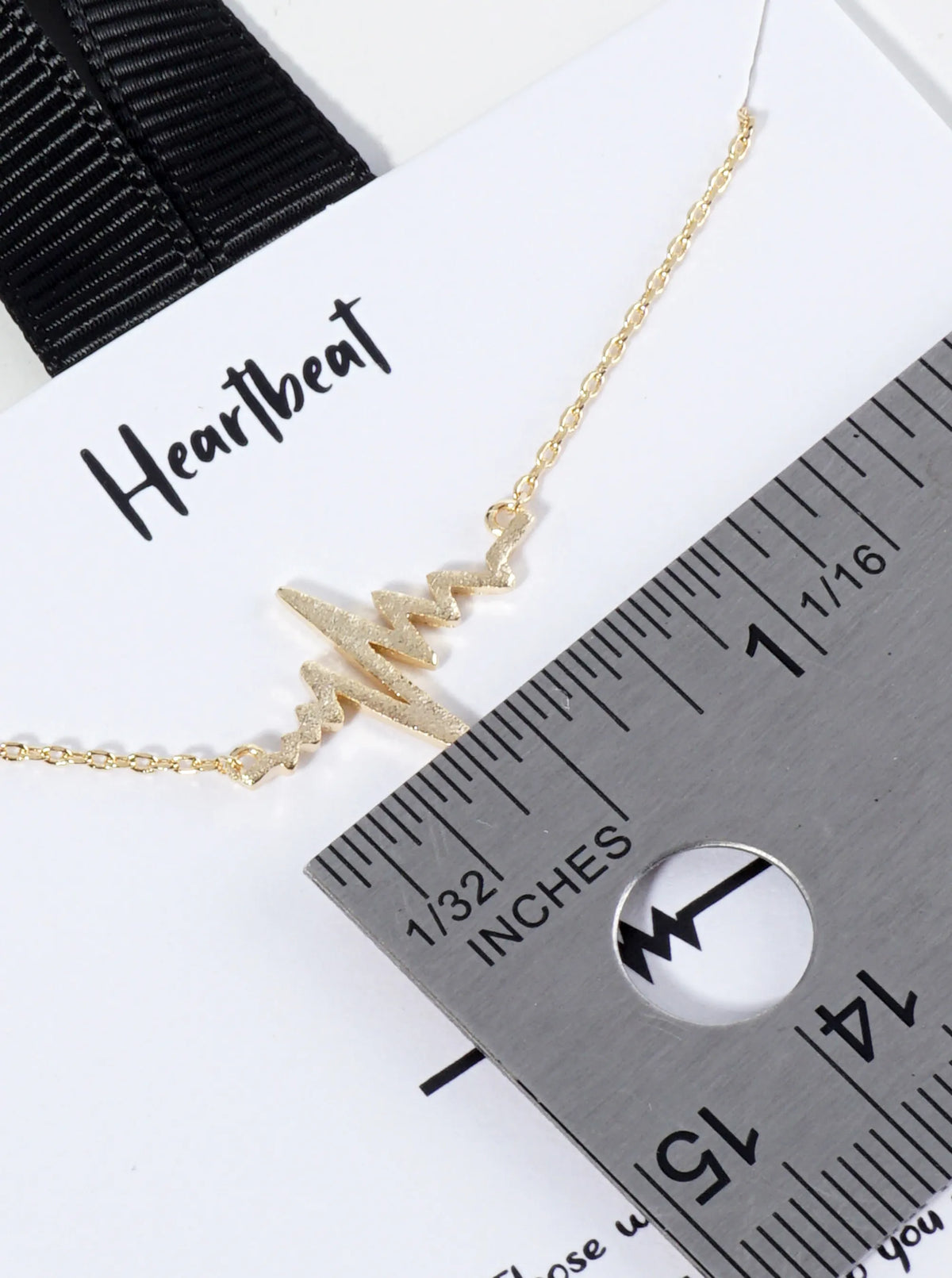 18K Gold Dipped Heartbeat Brass Pendant Necklace