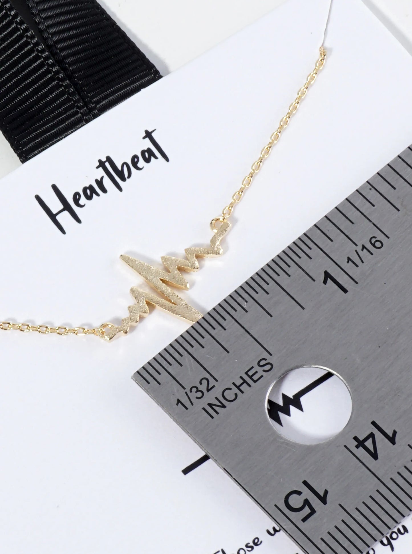 18K Gold Dipped Heartbeat Brass Pendant Necklace