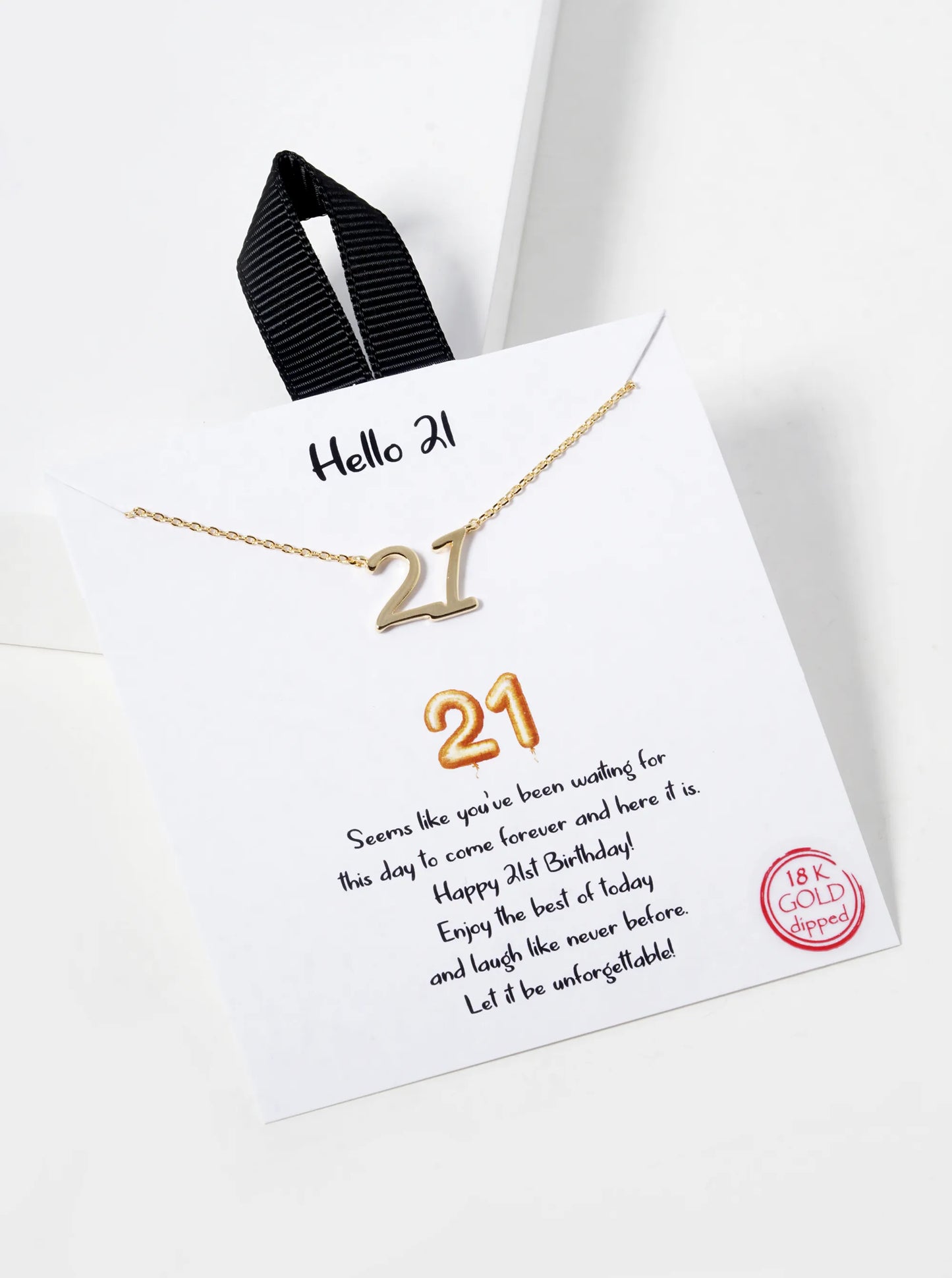 18K Gold Dipped Hello 21 Pendant Necklace