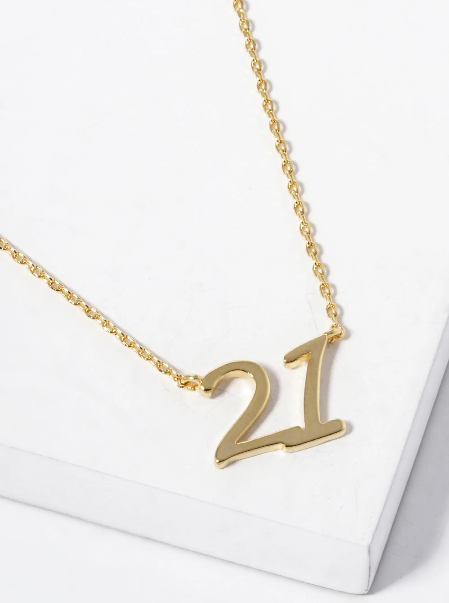 18K Gold Dipped Hello 21 Pendant Necklace