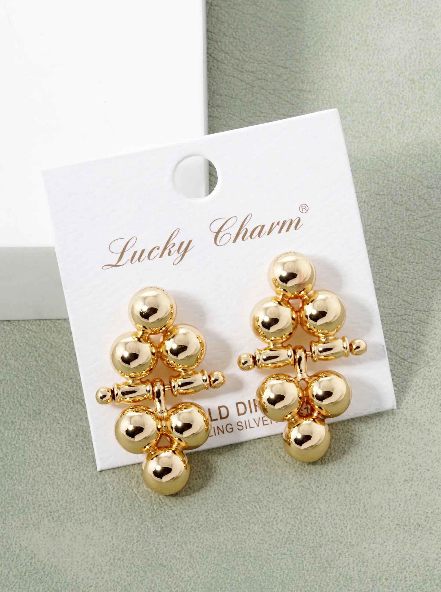 18K Gold Dipped Hollow Circular Cluster Drop Post Earrings
