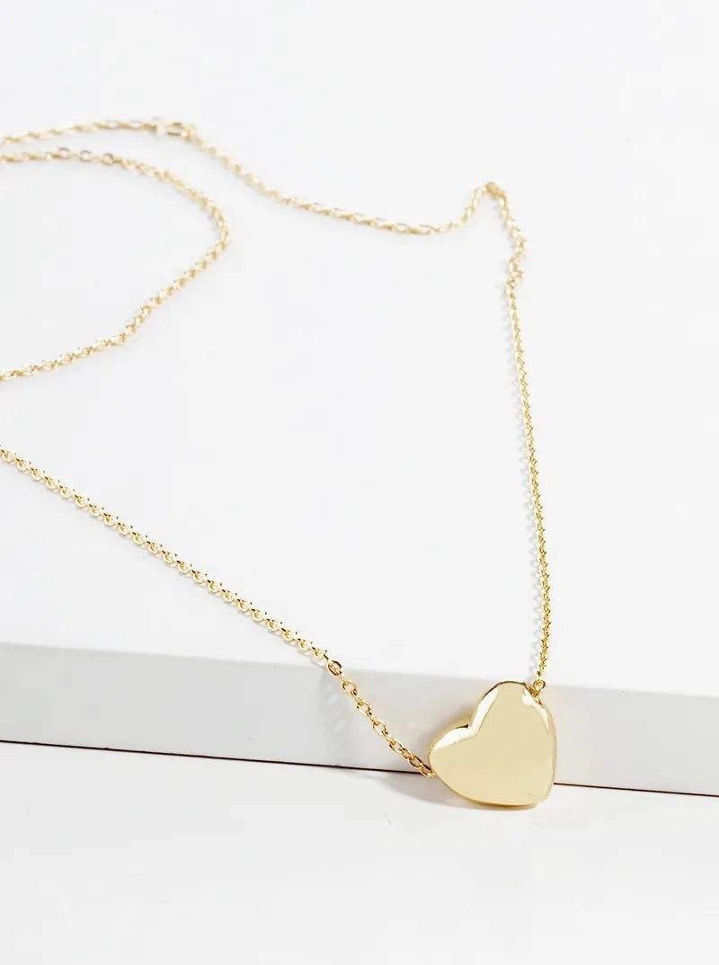 18K Gold Dipped Hollow Heart Pendant Necklace