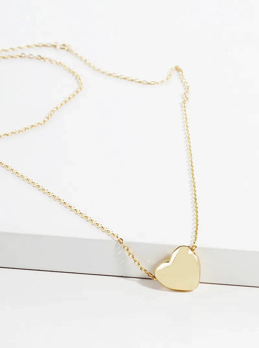 18K Gold Dipped Hollow Heart Pendant Necklace
