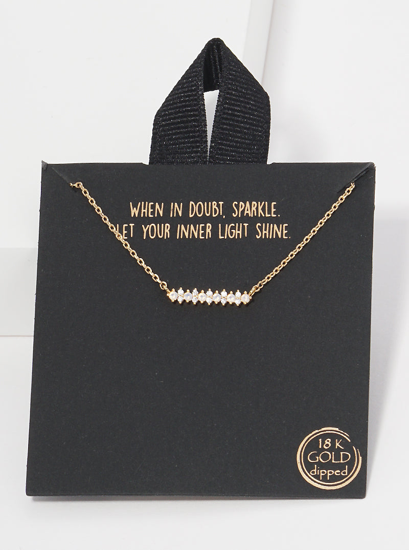 18K Gold Dipped Horizontal CZ Bar Pendant Necklace