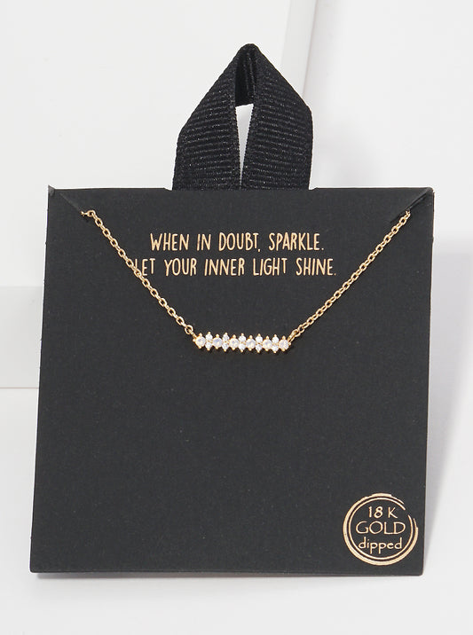 18K Gold Dipped Horizontal CZ Bar Pendant Necklace