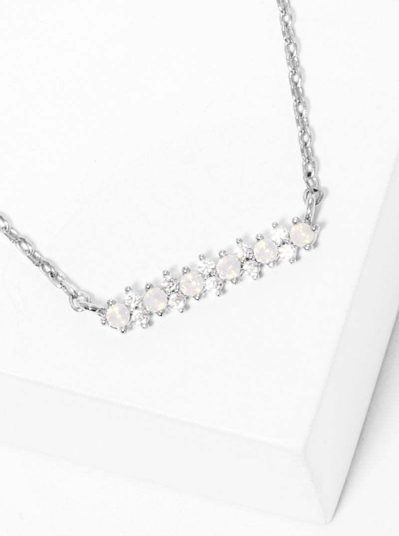 18K Gold Dipped Horizontal CZ Bar Pendant Necklace