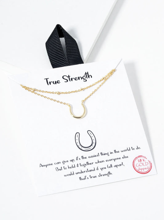 18K Gold Dipped Horseshoe Pendant Double Layer Necklace