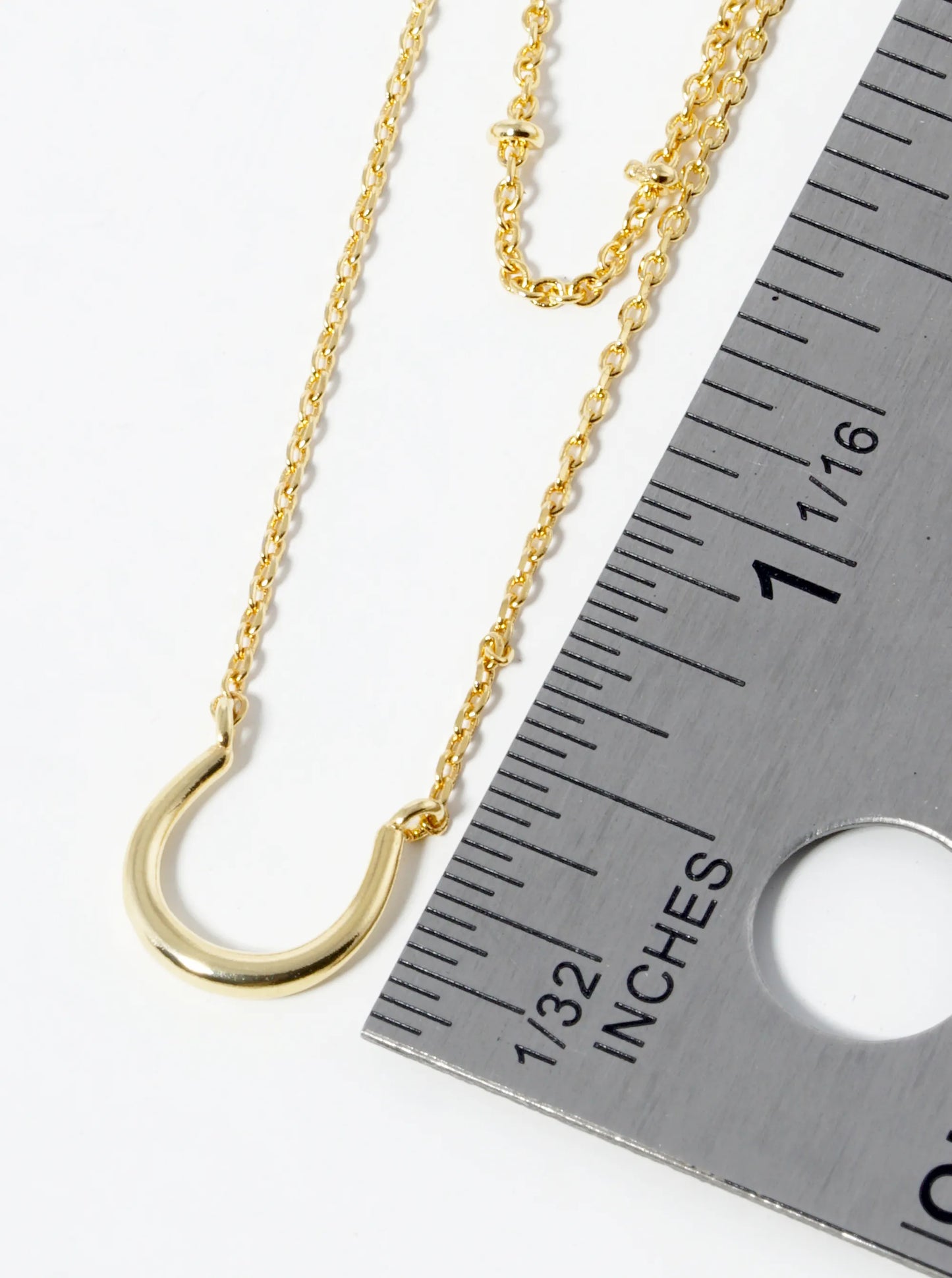 18K Gold Dipped Horseshoe Pendant Double Layer Necklace