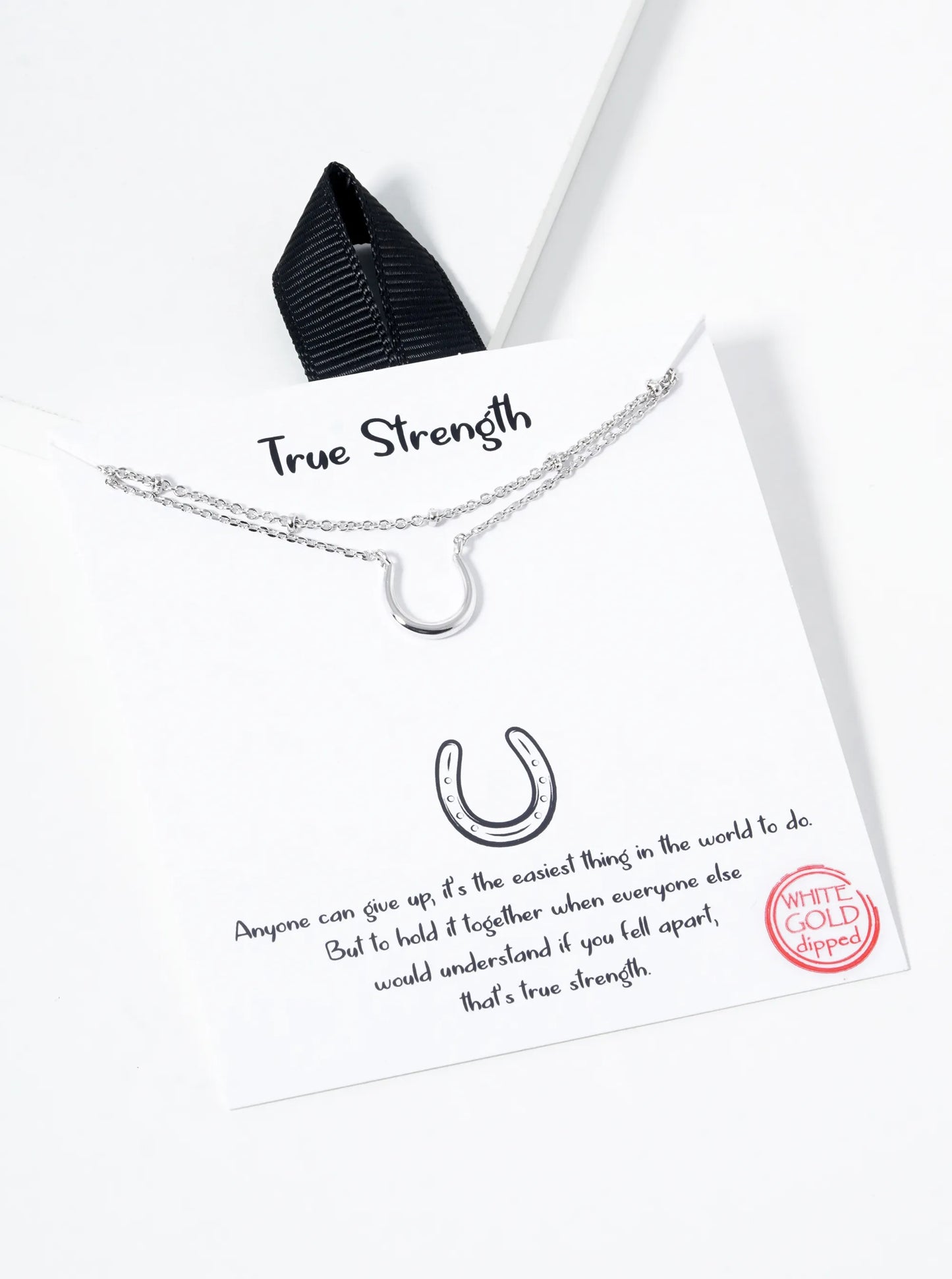 18K Gold Dipped Horseshoe Pendant Double Layer Necklace