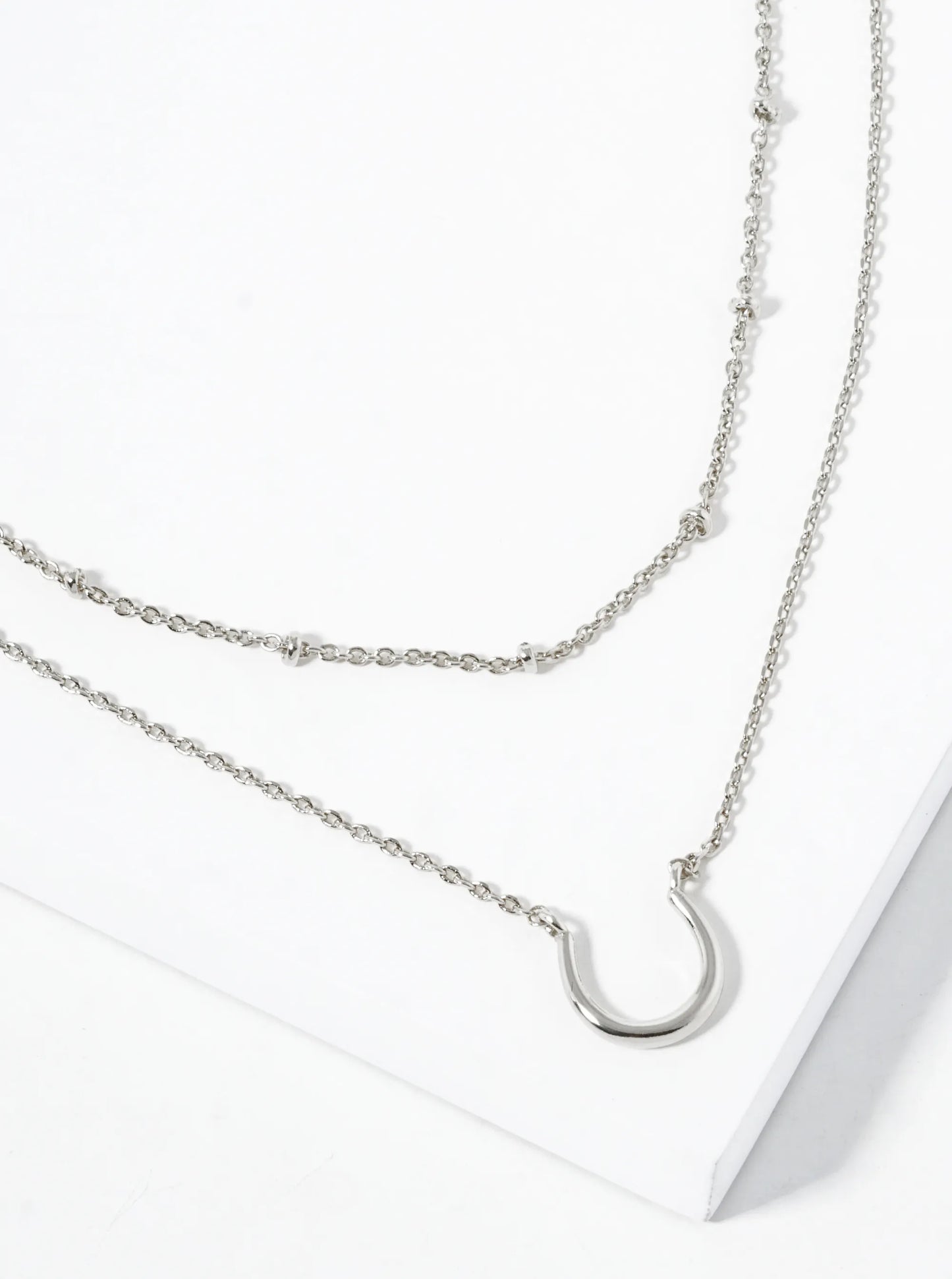 18K Gold Dipped Horseshoe Pendant Double Layer Necklace