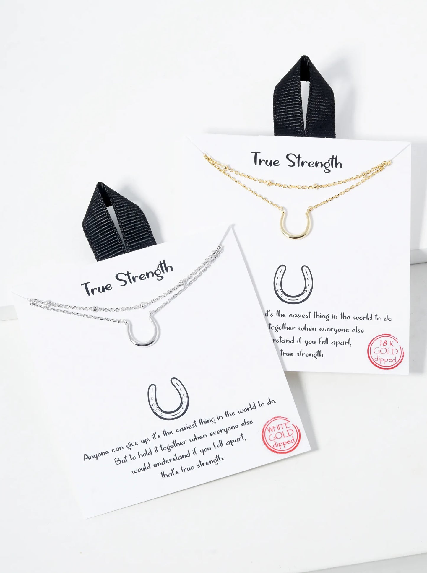 18K Gold Dipped Horseshoe Pendant Double Layer Necklace