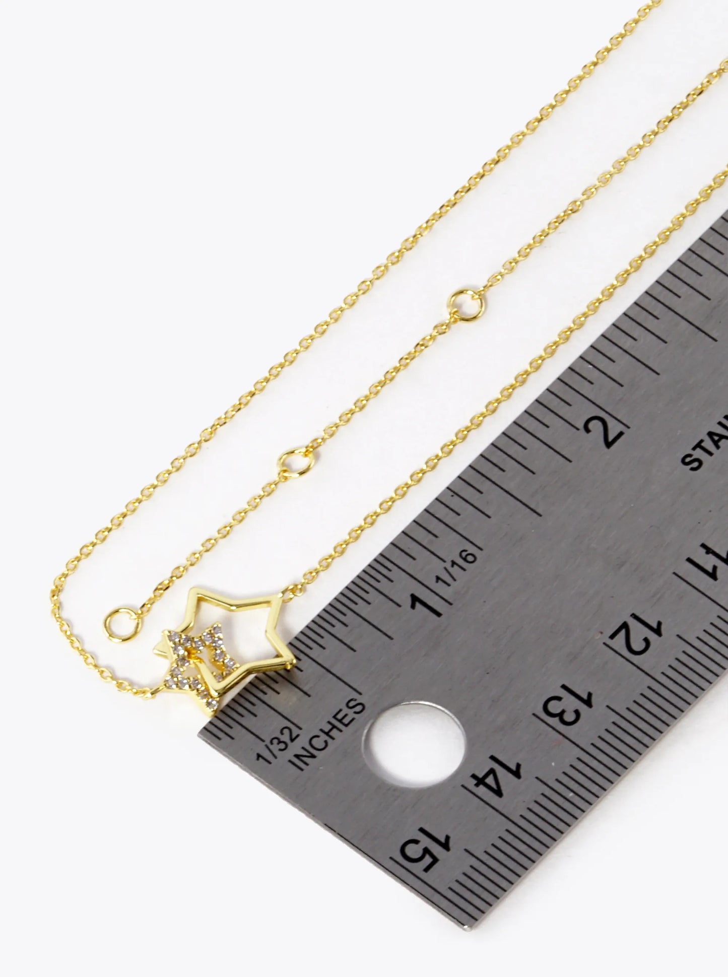 18K Gold Dipped Interlocking CZ Pave Star Pendant Necklace