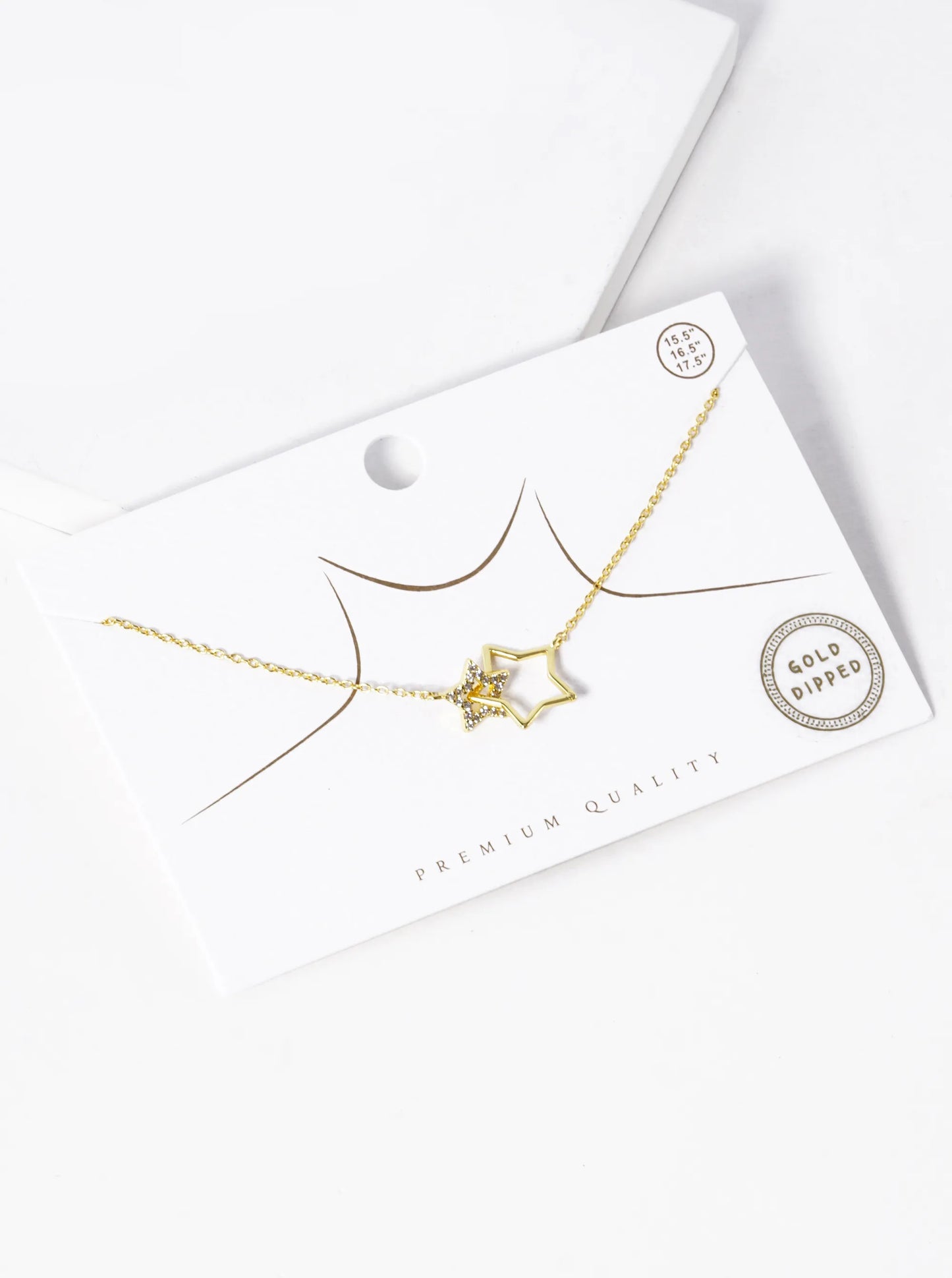 18K Gold Dipped Interlocking CZ Pave Star Pendant Necklace