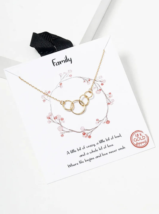 18K Gold Dipped Interlocking Circle Pendant Necklace