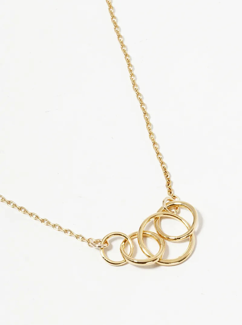 18K Gold Dipped Interlocking Circle Pendant Necklace