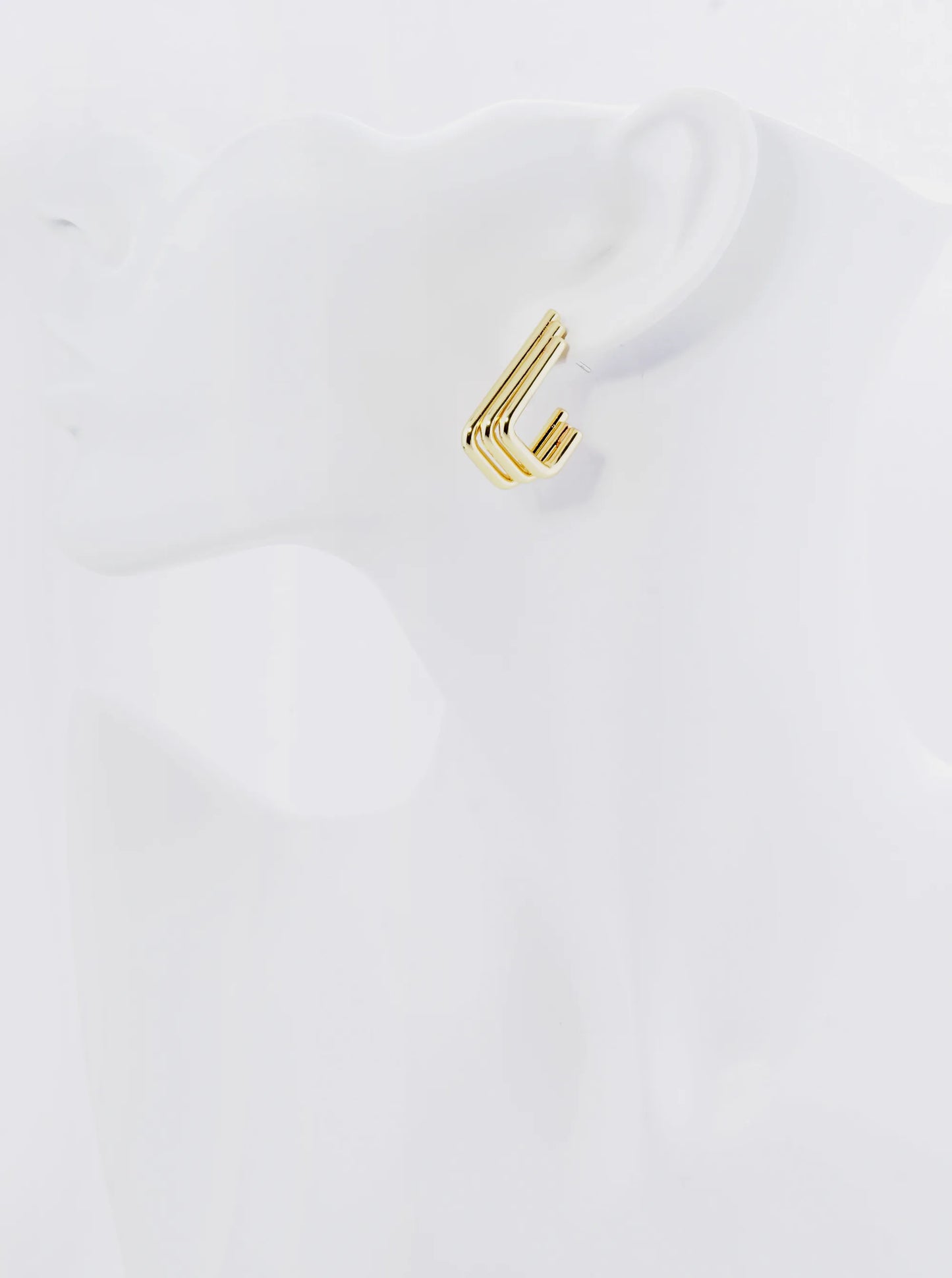 18K Gold Dipped L Shaped 3 Tier Hoop Earrings