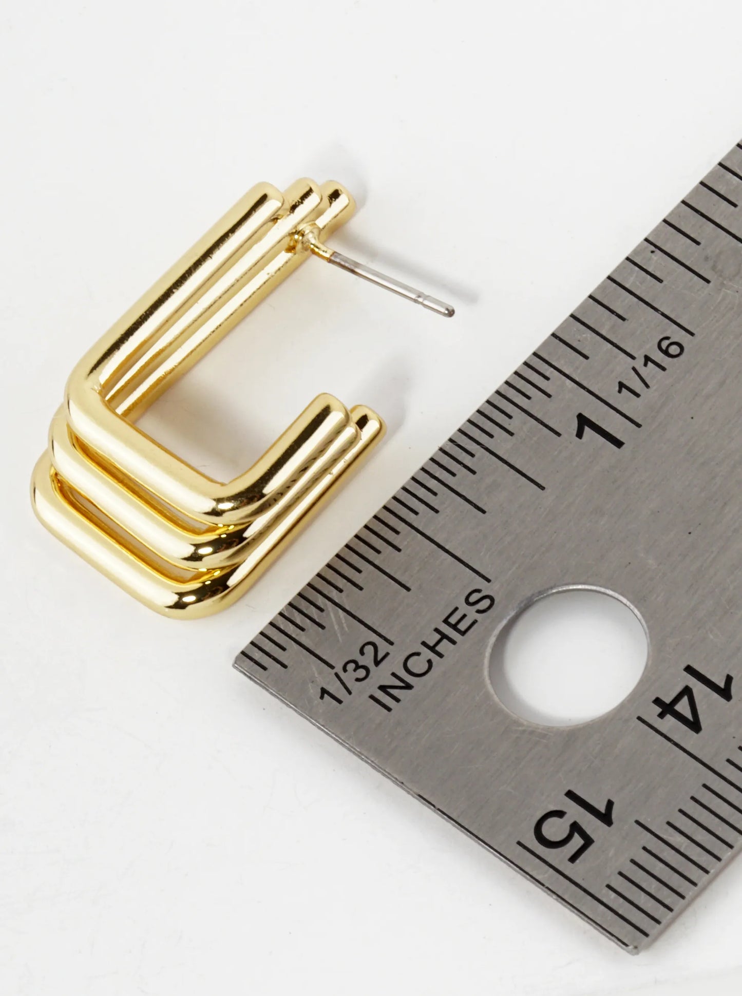 18K Gold Dipped L Shaped 3 Tier Hoop Earrings