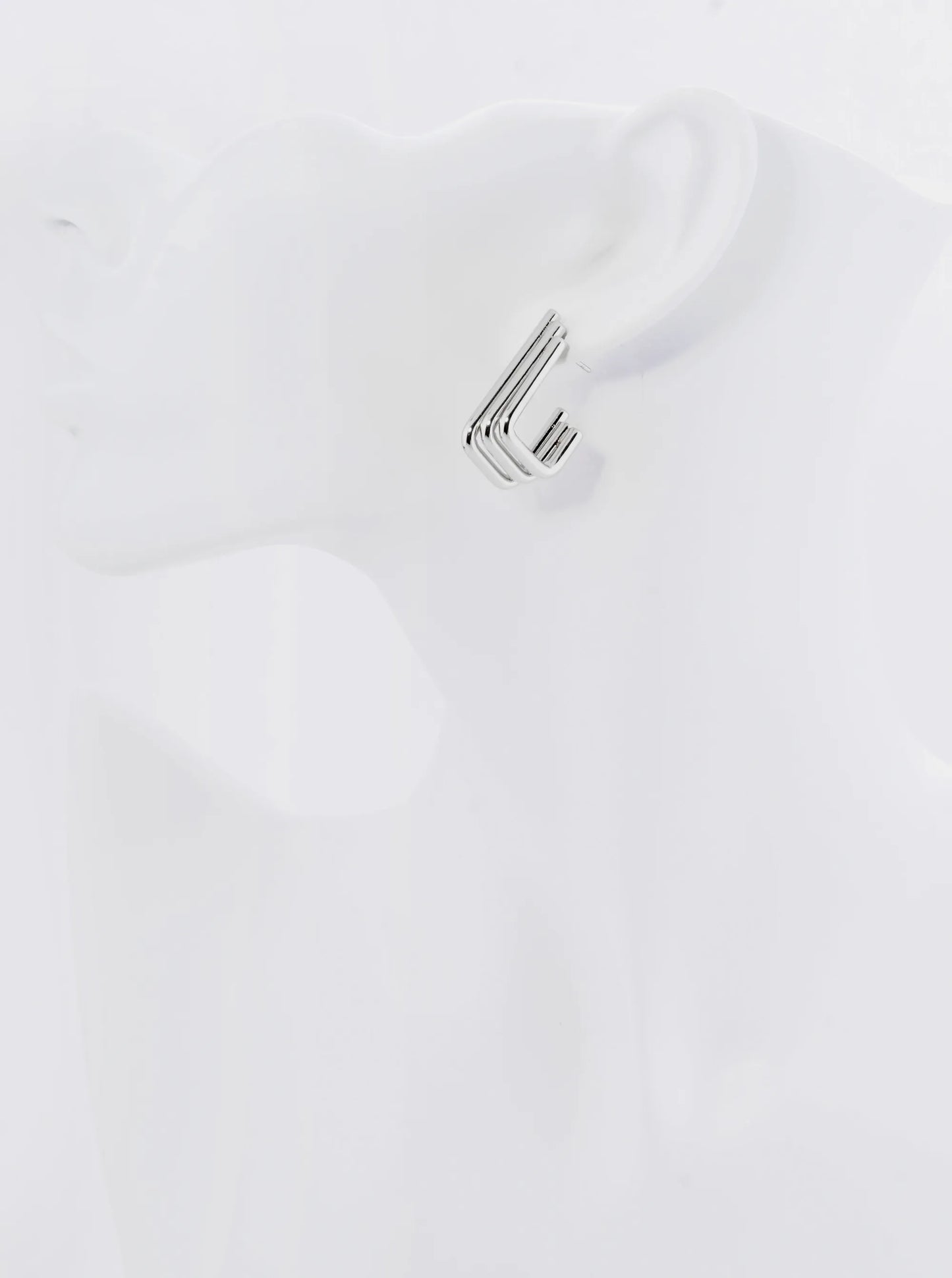 18K Gold Dipped L Shaped 3 Tier Hoop Earrings