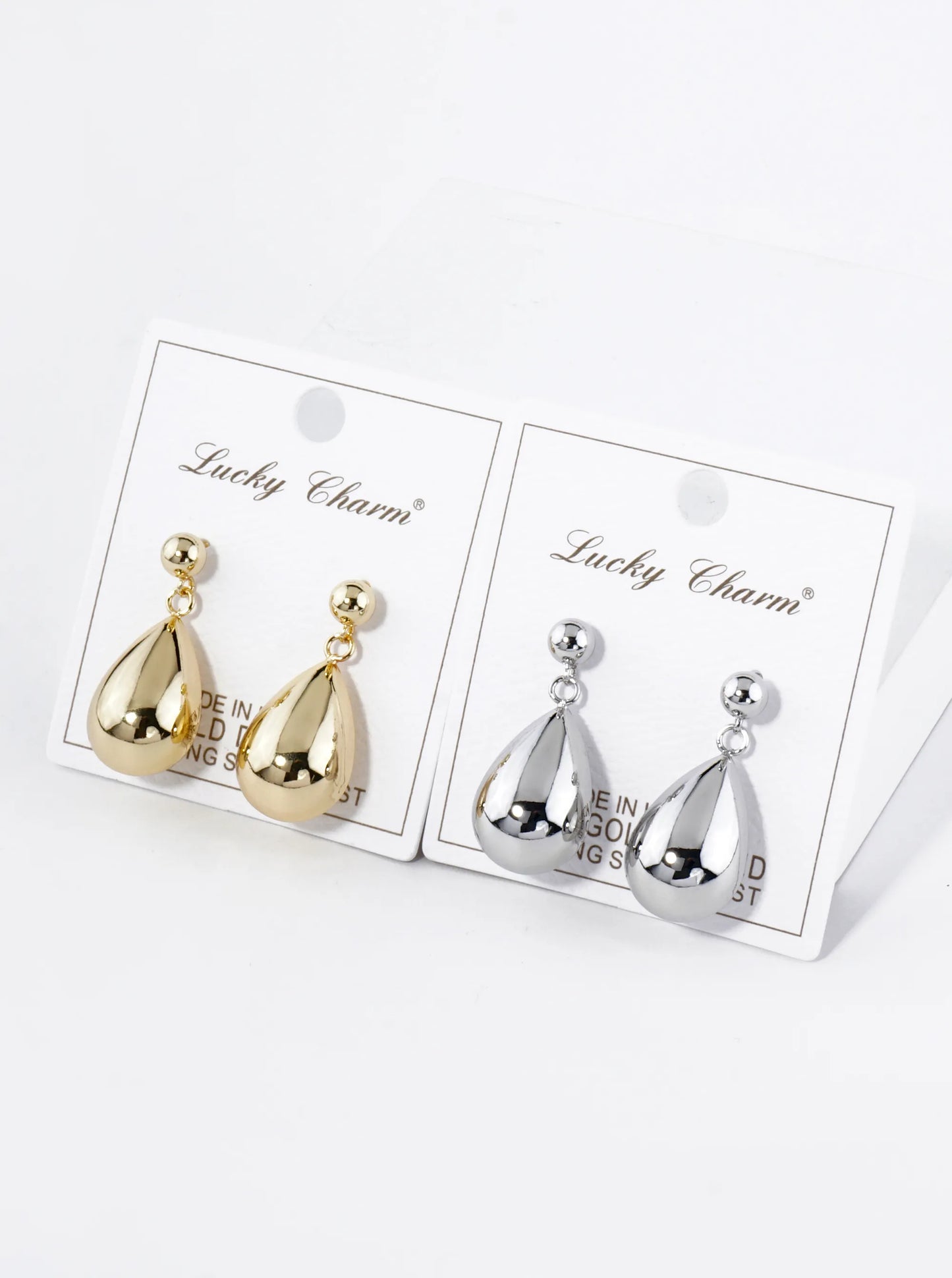 18K Gold Dipped Large Puffy Teardrop Drop Dangle Post Earrings